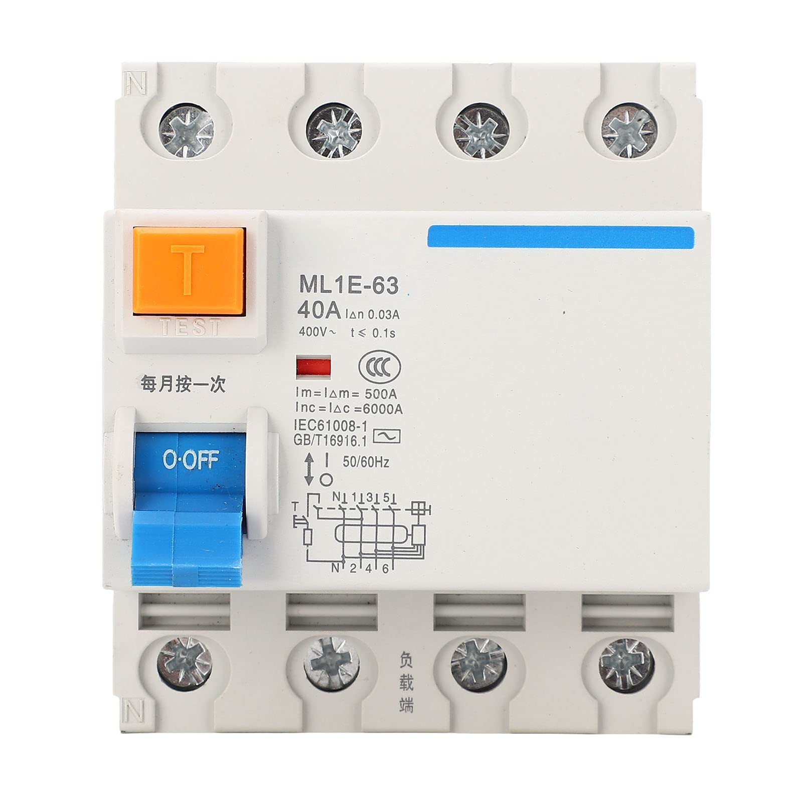 Current Circuit Breaker, 400V Current Circuit Breaker, 3P 40A Leakage Circuit Breaker Flame Retardant Humanized Miniature, Miniature Circuit Breakers