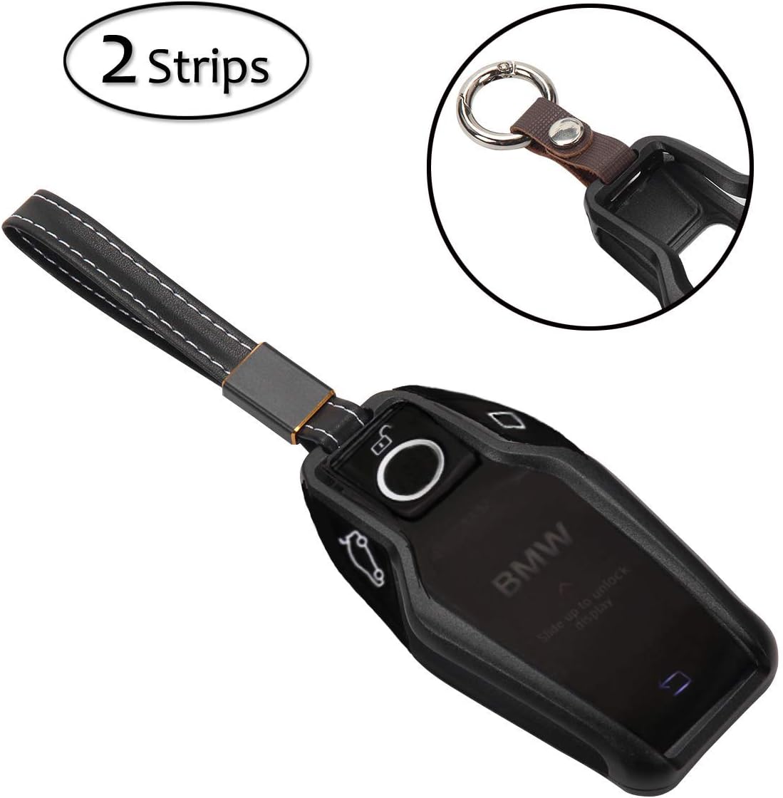 Gronru Key Fob Cover for 2018 BMW 528Li 530Li xDrive 540Li 730 740 750 LCD Smart Remote Key, Aircraft Aluminum Car Key Case Cover Protector (Black, Type C for BMW)