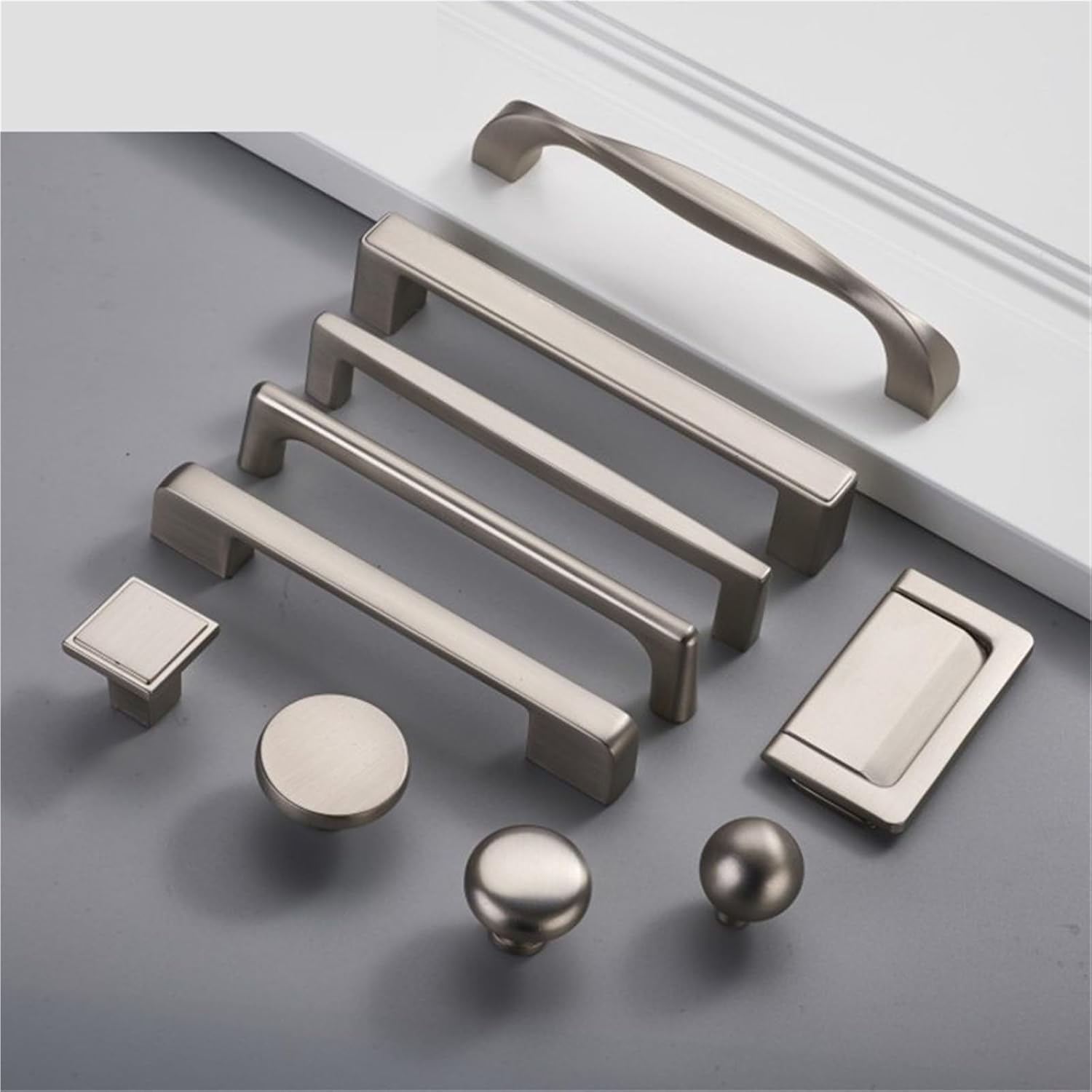 Zinc Alloy Pearl Silver Cabinet Knobs Kitchen Door Handles Drawer Cupboard Door Pulls Cabinet Handles Furniture Hardware 1Pcs(Handle-6620S-SH)