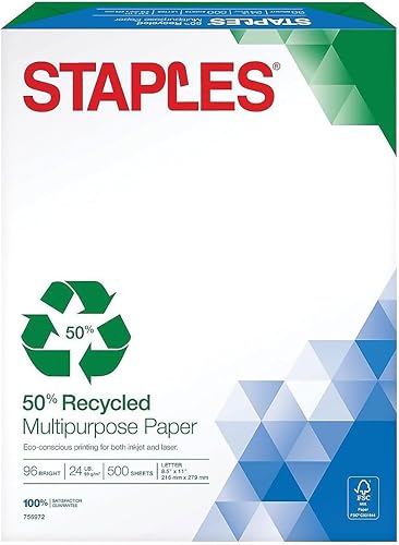 Staples Papel multiusos reciclado 50 por ciento, 8 12 "x 11", resma