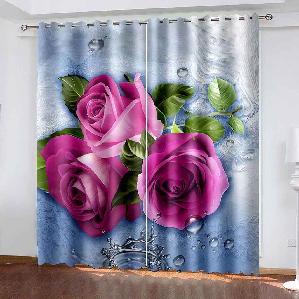 紫色のバラ柄カーテン Amazon｜SKPELL 遮光カーテン 2枚组 紫色のバラの花 1級遮光 遮熱 防音