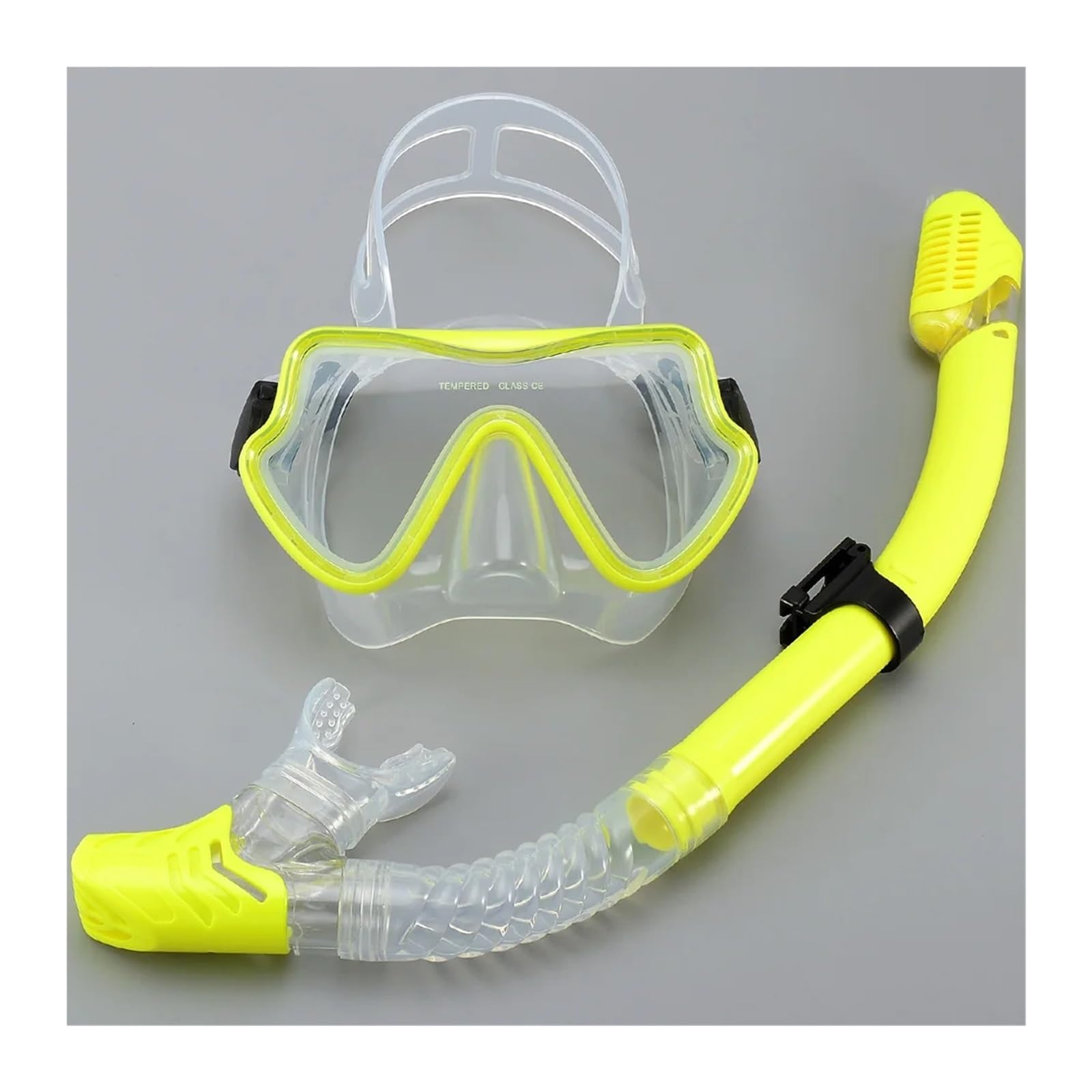 Taucherbrille Tauchmasken Schnorchelset für Erwachsene Silikonrock Antibeschlagschutzbrille Brille Schwimmbadausrüstung Tauchmasken(Yellow Set)