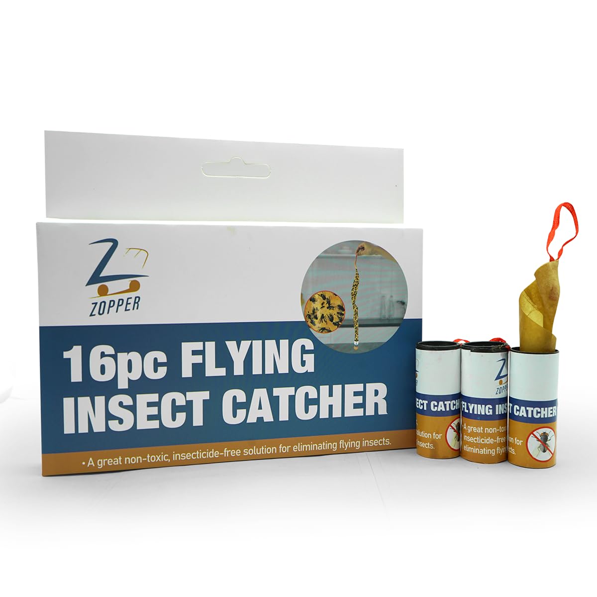 Insect Fly Catchers 16Pcs Sticky Glue Paper Trap for Catching Bugs Insects Fruit Flies Moths Use Indoor & Outdoor- Easy To Use Pull Ribbon and Hang Eco-Friendly Fly Killer