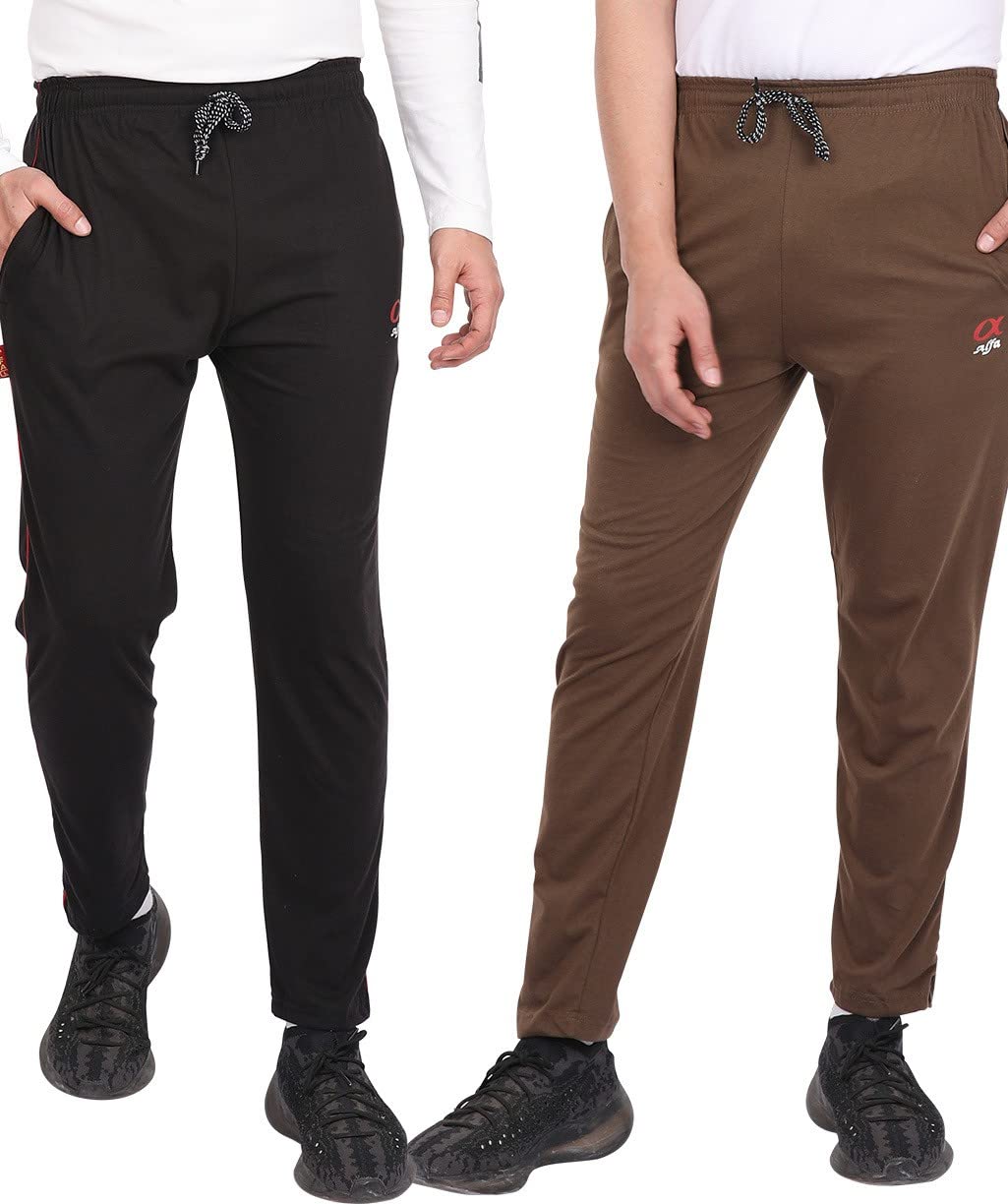 alfa Men's Regular Fit Cotton Track Pants with Zipper Pockets (Pack of 2)-picture-27