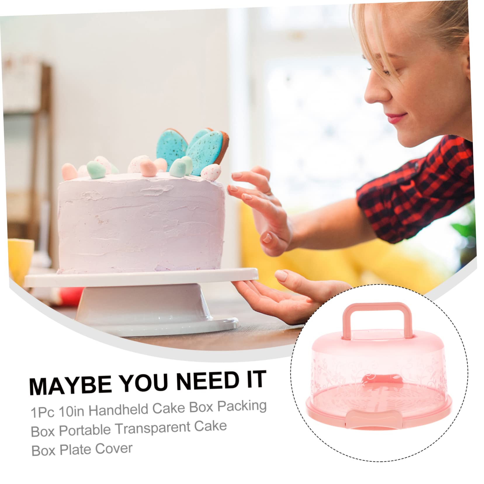 OFFSCH Lightweight Handle Cake Keepers Pink Portable Cake Box Sealing Buckle for Food Protection