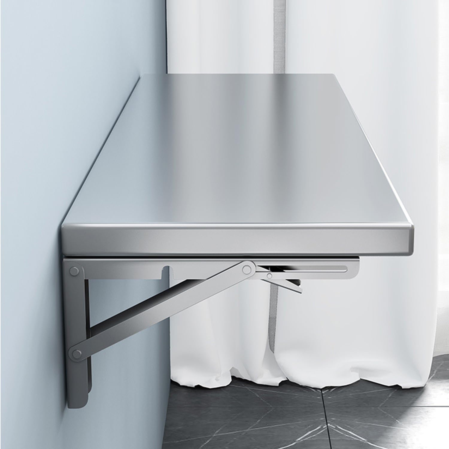 Table pliante murale en inox pour optimiser votre bureau à domicile