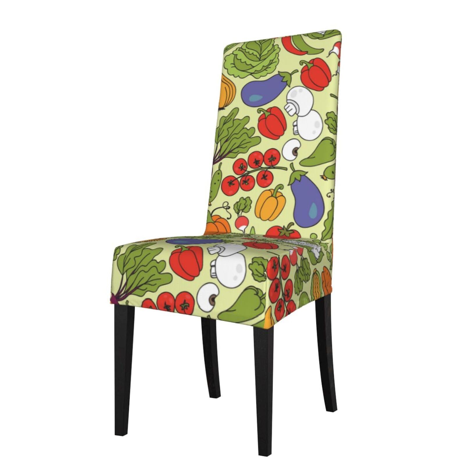 LKYMOH Various Vegetable Patterns, Chair Covers Stretch Chair Slipcovers for Dining Room, for Party Pet Protection Universal Fit Soft Polyester
