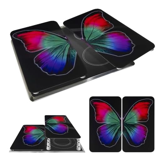 Maximex Cubierta de cocina Universal Butterfly by Night, Vidrio endurecido, 30 x 1.8-5.5 x 52 cm, Multicolor