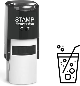 stampexpression - Party Cocktail Drink with a Straw Self Inking Rubber Stamp - Black Ink A-62777