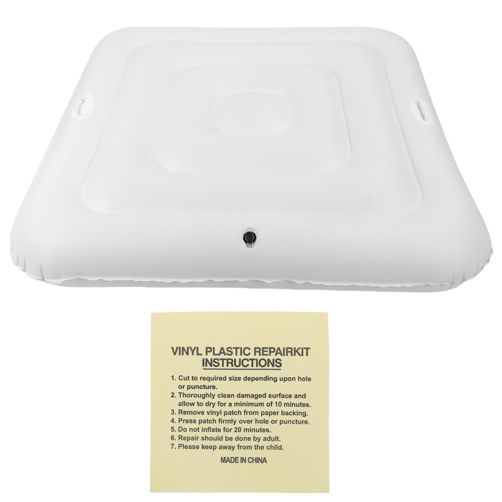 Inflatable Hot Tub Cover with Handles, 130cm PVC Square Inflatable Swimming Pool Lid Foldable Dust Proof Spa Pool Cover for Home Outdoor Use