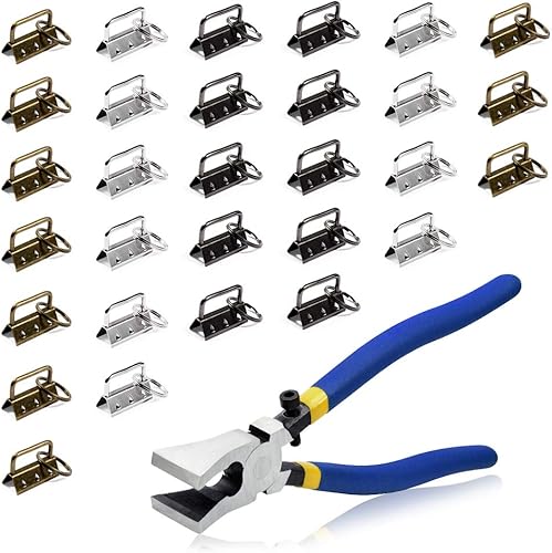 SPEEDWOX Llavero de 1.25 pulgadas, 30 juegos con anillos divididos y alicates de vidrio para correas de tela, correa de muñeca, llavero multicolor,