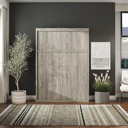 Signature Sleep Easy-Lift Full Size Murphy Bed, 59.3" Wide Space Saving Wall Bed In Gray Oak #TOP5
