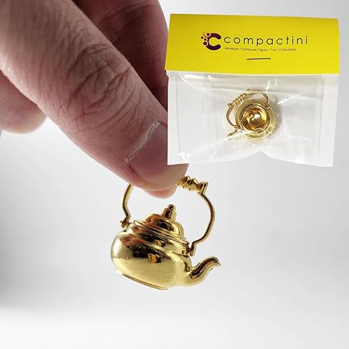 compactini Juego en miniatura a escala 112 modelos de casa de muñecas Accerssory Coffee Pot Cup Beverage Bottle Kettle (aleación Kettle Silver)