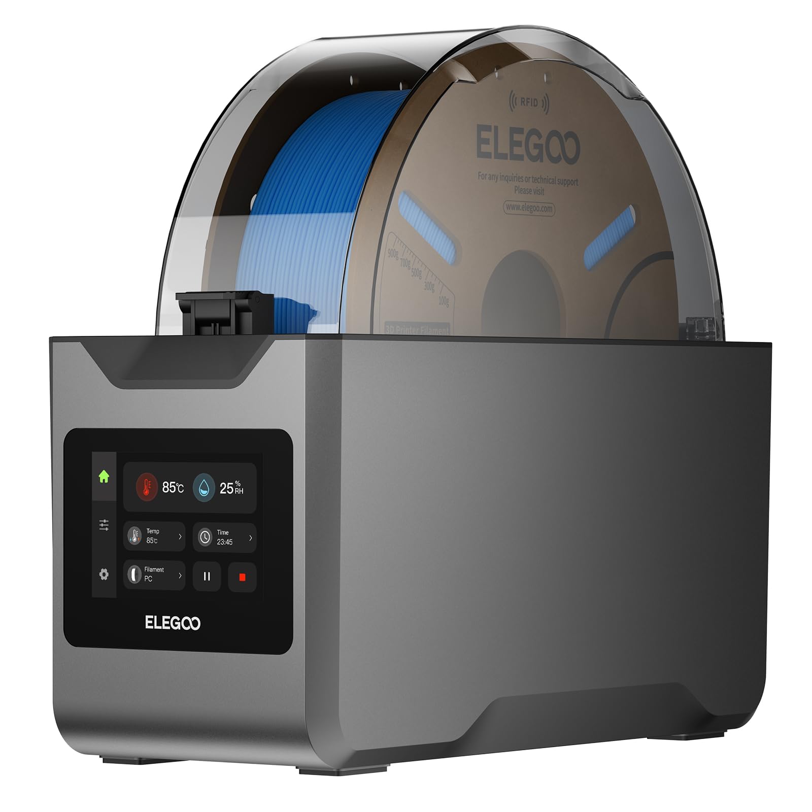 Elegoo H1 HT Filament-Trockner,85 °C Hochtemperaturtrocknung,Rotierende Spule für gleichmäßiges Trocknen,Automatische Feuchtigkeitsentlüftung,für PLA, PETG, TPU, ABS und ASA