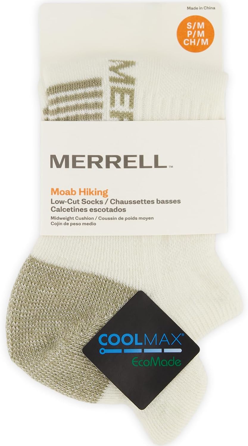 Merrell Unisex Moab Hiking Low Cut Socks, Zoned Cushioning Performance With Moisture Management