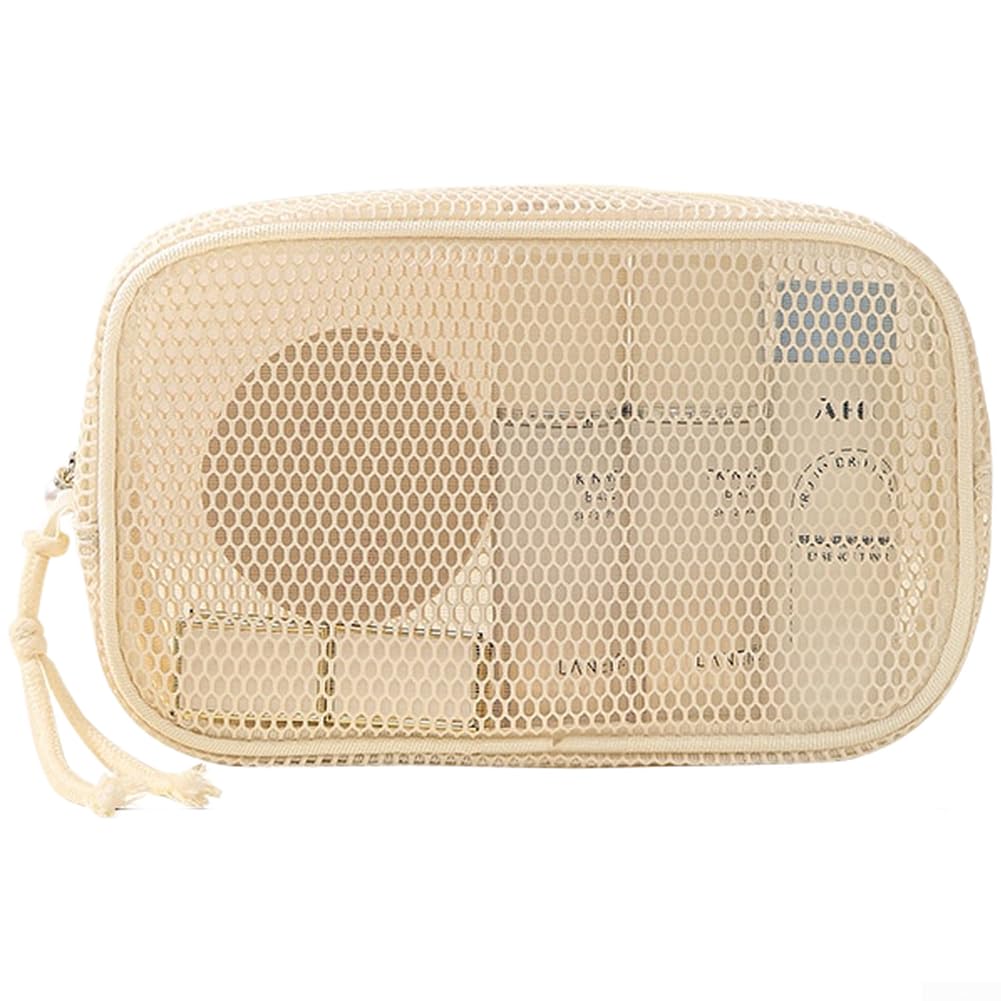 Neceser de Malla Gran Capacidad con Cuerda de Transporte Neceser(Beige)