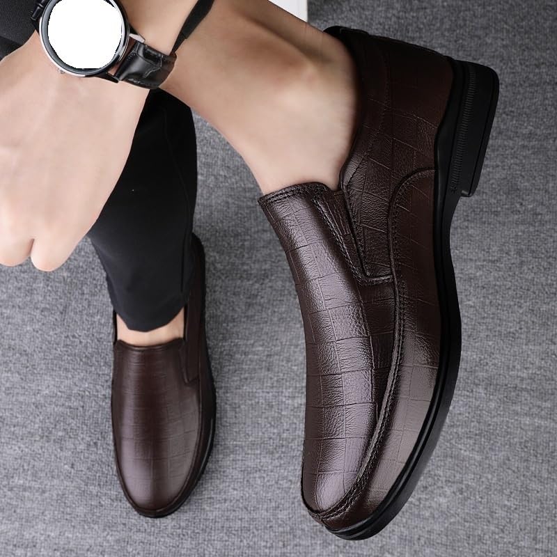 Men's Waterproof Slip-On Oxford Shoes Classic Low Top Formal Business Casual Derby Office Wedding Dress Shoes2