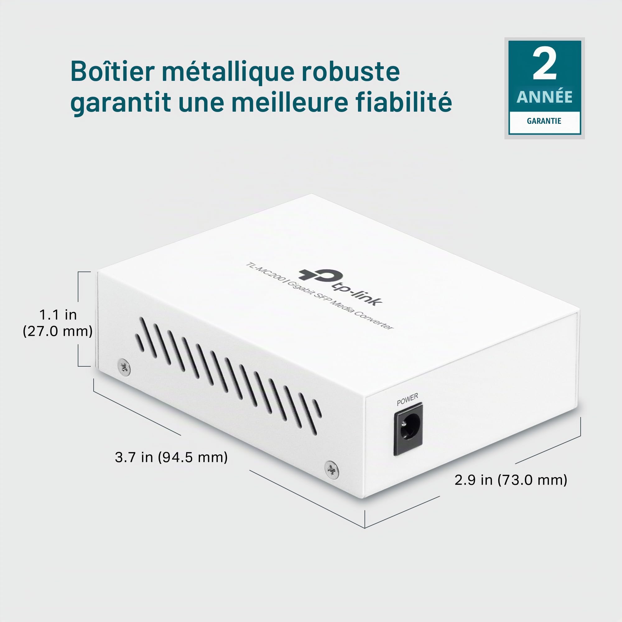 TP-Link TL-MC200 | Convertisseur de média Gigabit SFP vers RJ45 | Convertisseur fibre vers Ethernet | Plug and Play | Boîtier en métal durable | Compatibilité polyvalente | Auto-négociation | Certifié