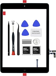 (Black) Touch Screen Replacement Digitizer Glass Assembly for iPad5 1st Generation 2013 9.7inch (A1474 A1475) with Home Button+Pre-Installed Adhesive +Professional Tool Kit