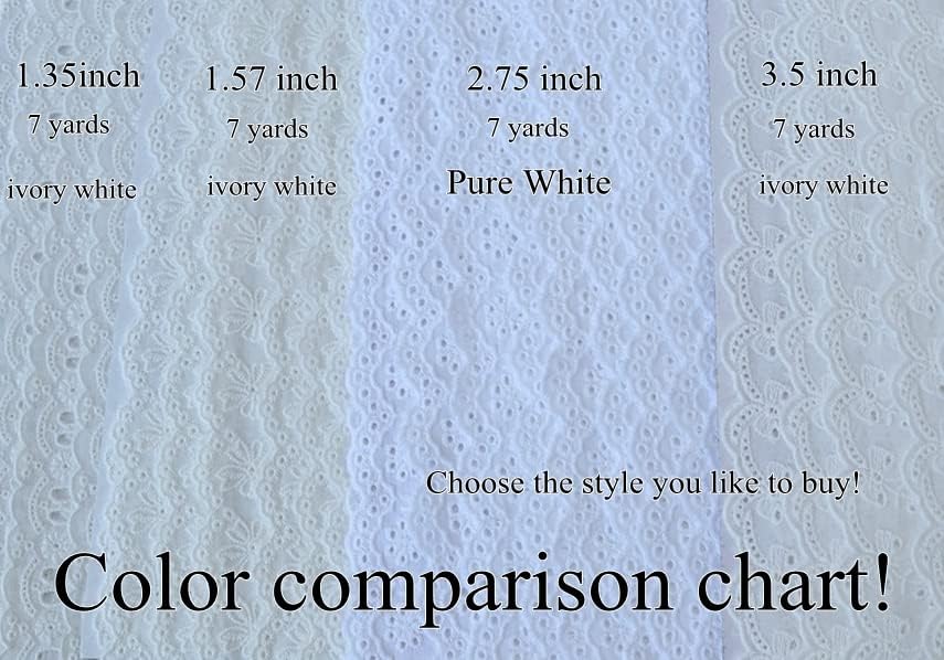 Miniatura 3 de IDONGCAI Blanco algodón ojal encaje costura encaje cinta floral bordado tela de encaje para suministro de artesanía 2.75 '' ancho 7 yardaslote