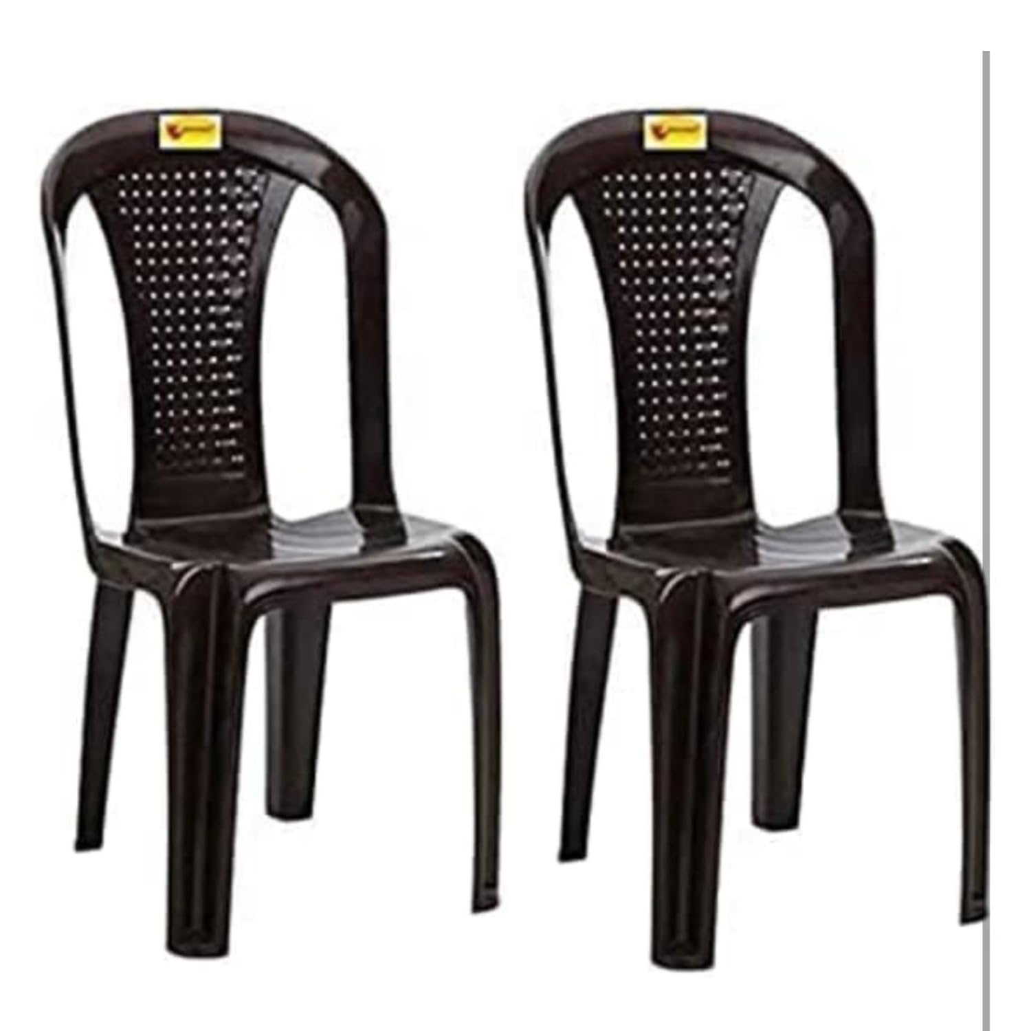 Plastic Moulded Stackable Chair Armless Durable Waterproof Single Piece Design for Indoor Outdoor Use Home Kitchen Dining Living Room (Brown, Pack of 2)-image-22