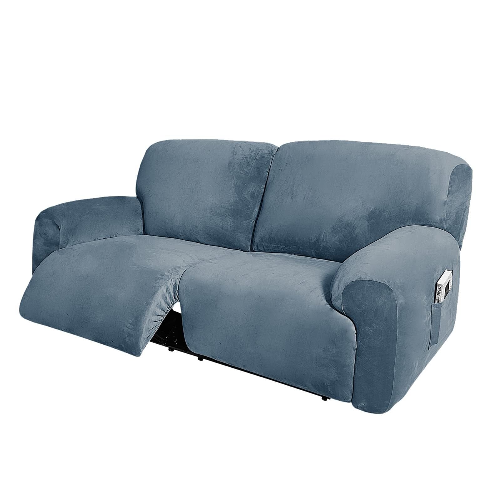 Fundas para sillones reclinables de 2 plazas confeccionadas en terciopelo elástico