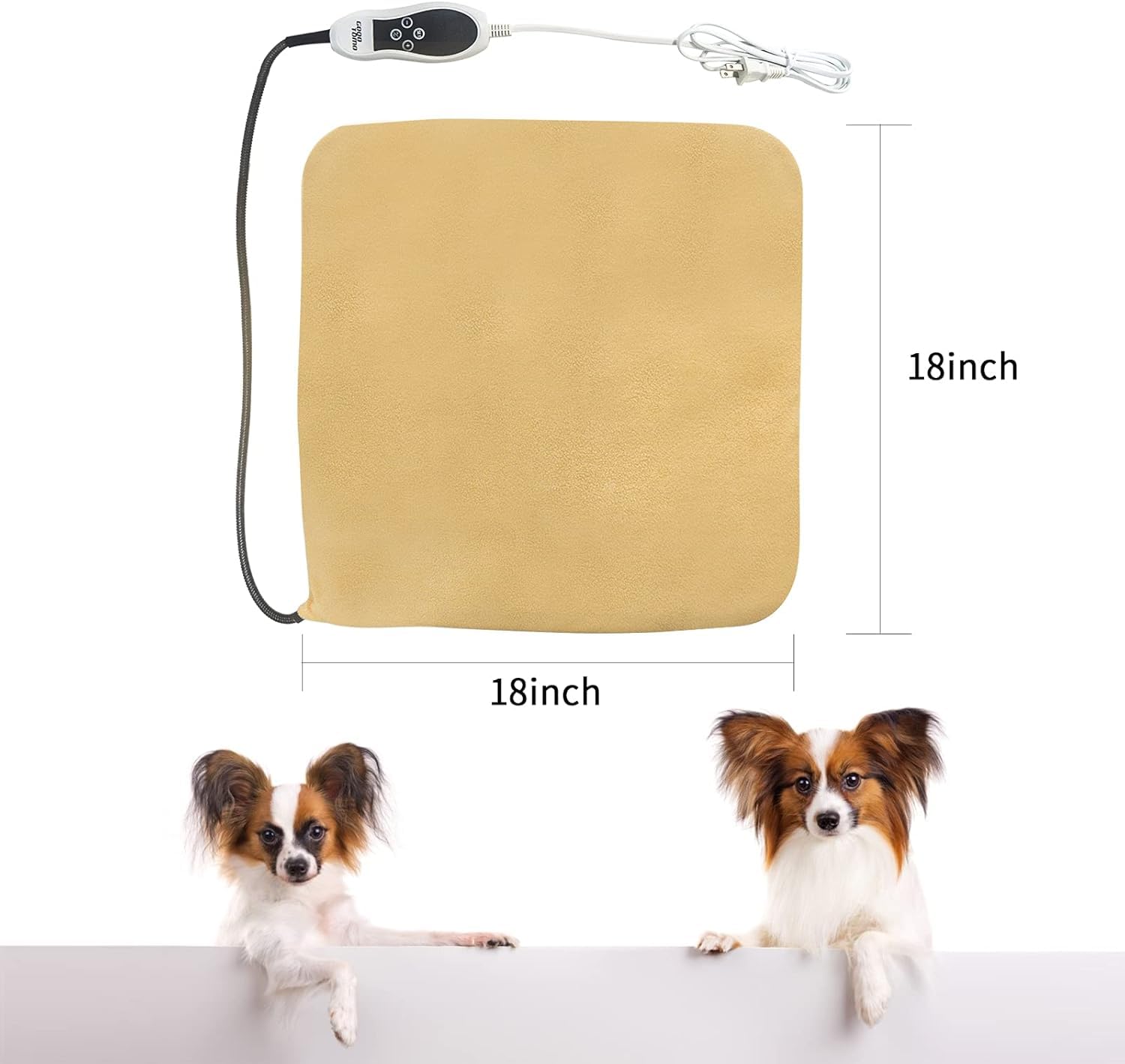 GOQO TOMO Almohadilla térmica para mascotas, material de PVC impermeable para perros y gatos, tapete de calentamiento de interior con apagado automático con cable de acero resistente a las mordidas