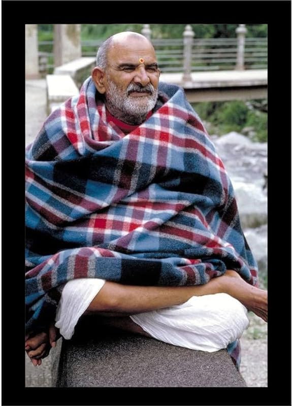 Neem Karoli Baba Photo Frame, Medium Size, Tabletop or Wall Mount, Graceful Smile Image-8x10 inch-105