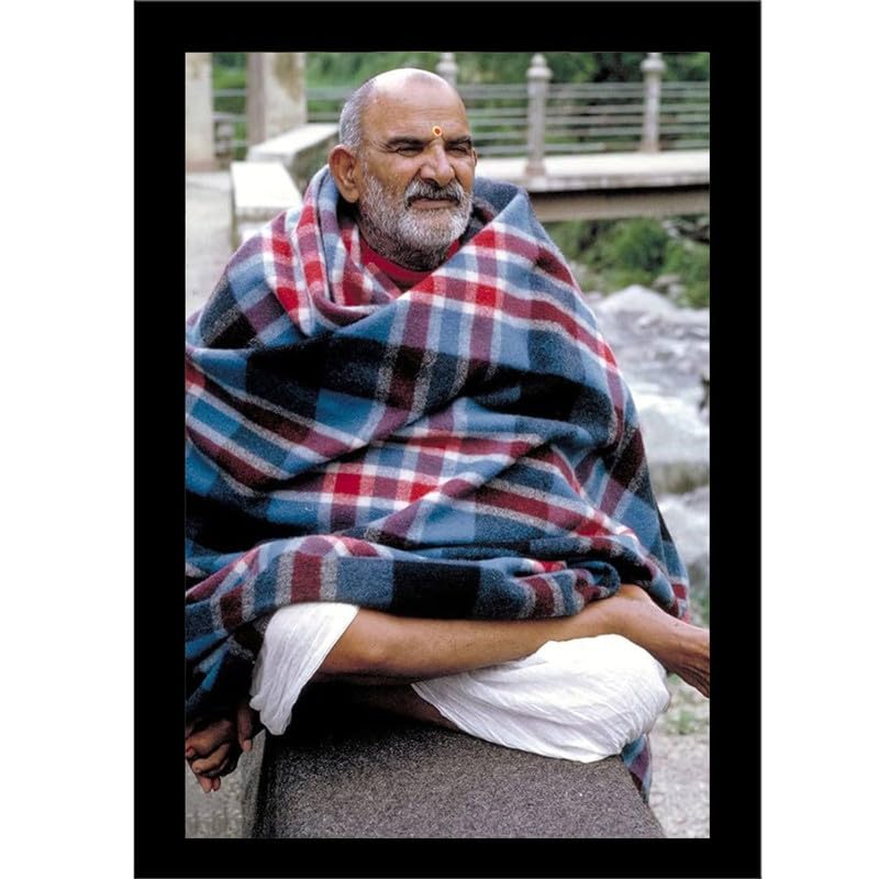 Neem Karoli Baba Photo Frame, Medium Size, Tabletop or Wall Mount, Graceful Smile Image-8x12 inch-105