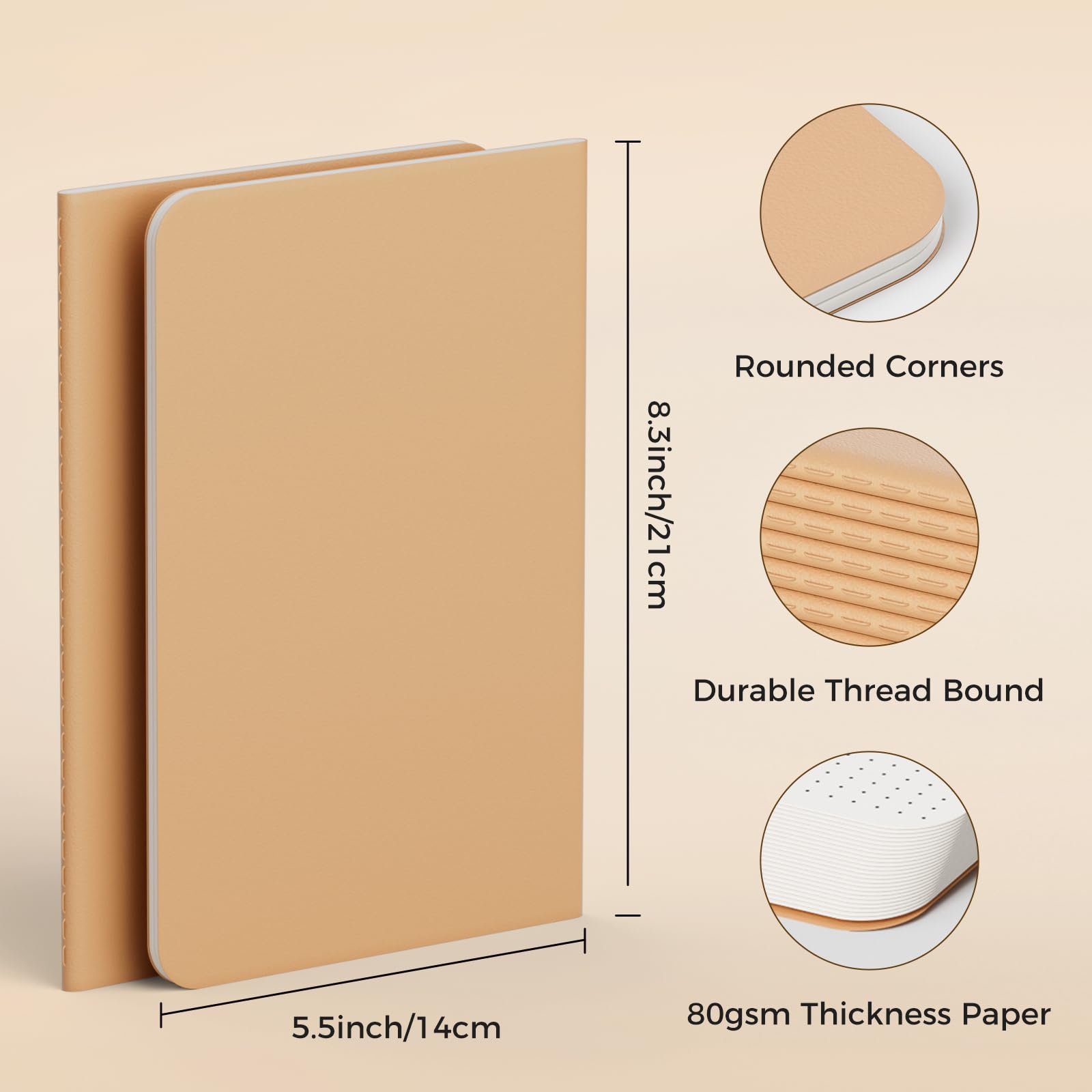 12 Pack Dot Grid Notebook Journals Bulk with Thick Dotted Grid Paper, 60 Pages, 8.3x5.5 inch, A5 Size, Diary Writing Subject Notebooks Planner for Travelers Students Office, Travel Journal Set