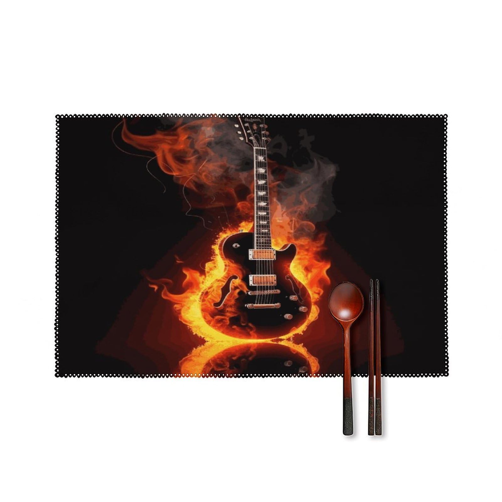 Fodpand Style Fire Guitar Placemats Set Of 4 Place Mats Table Mats