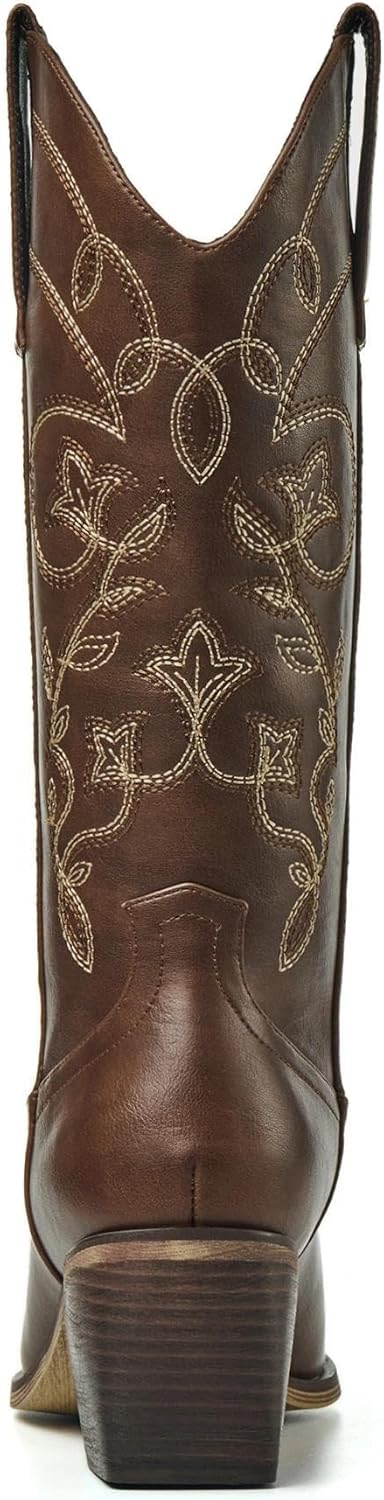 Cowboy Boots for Women Wide Calf - Cowgirl Boots with Pointed Toe and Chunky Heel for All-Day Comfort | Perfect for Country Music Festivals & Daily Wear
