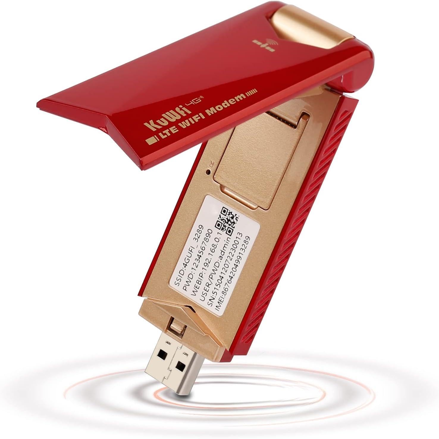 KuWFi 4G LTE USB Modem Dongle Router with WiFi Hotspot, 4G Modem Wireless WiFi Hotspot Router with SIM Card Slot Unlocked Portable for AT&T in USA/CA/MX