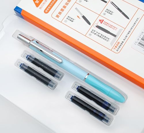 Vista 42 de OASO K016 - Juego de pluma estilográfica retráctil de 0.020 in con 4 cartuchos de tinta azul, escritura suave para estudiantes escolares