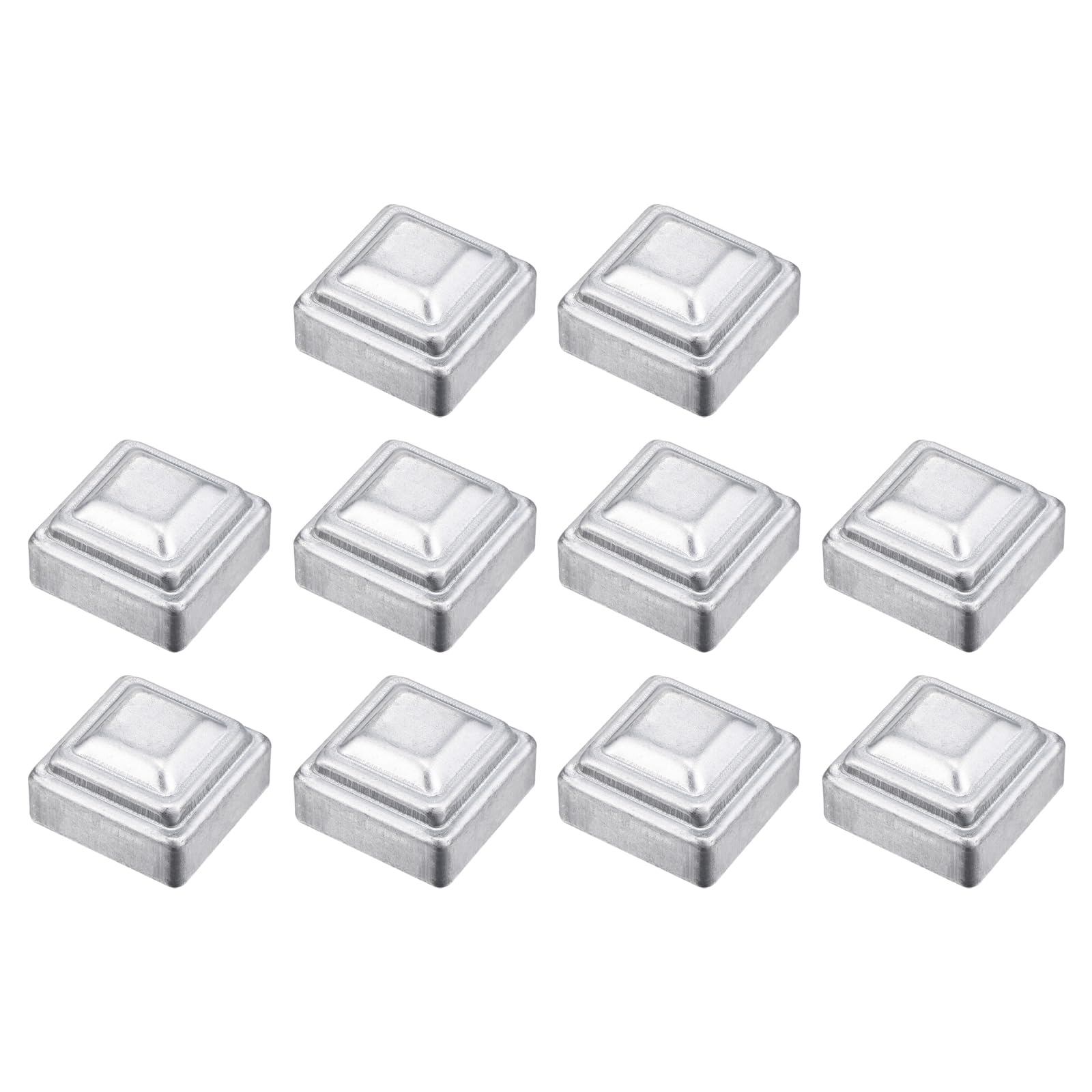 sourcing map 10Pcs Fence Post Cap Fit 1.3" x 1.3" OD Pipe, Galvanized Steel Deck Post Cover Square Decking Caps for Mailbox Outdoor Chain Link Wood/Metal Fence Deck Railing, Silver
