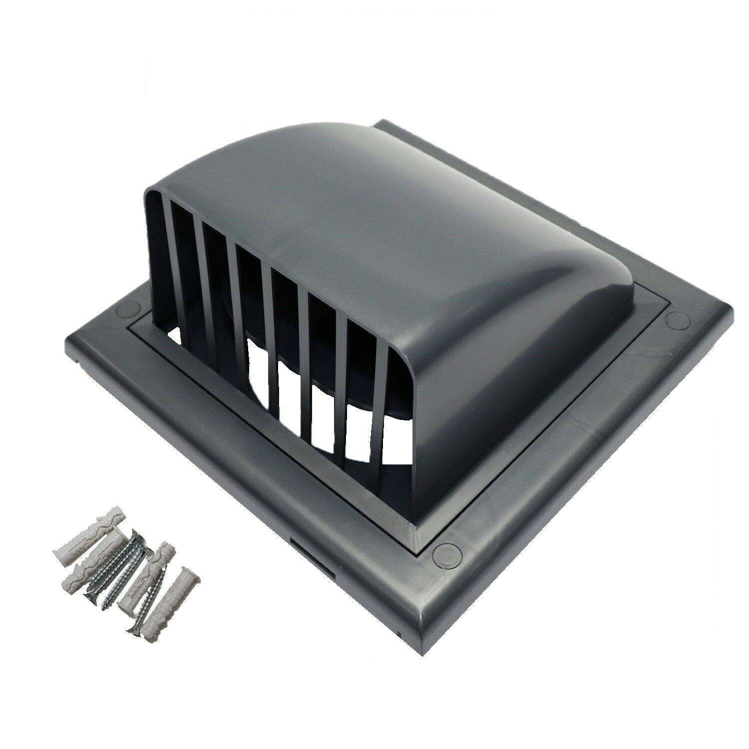 Logok2k Grey Cotarba 100Mm 4" Ducting External Air Vent Cowled Draught Flap Non Return Valve