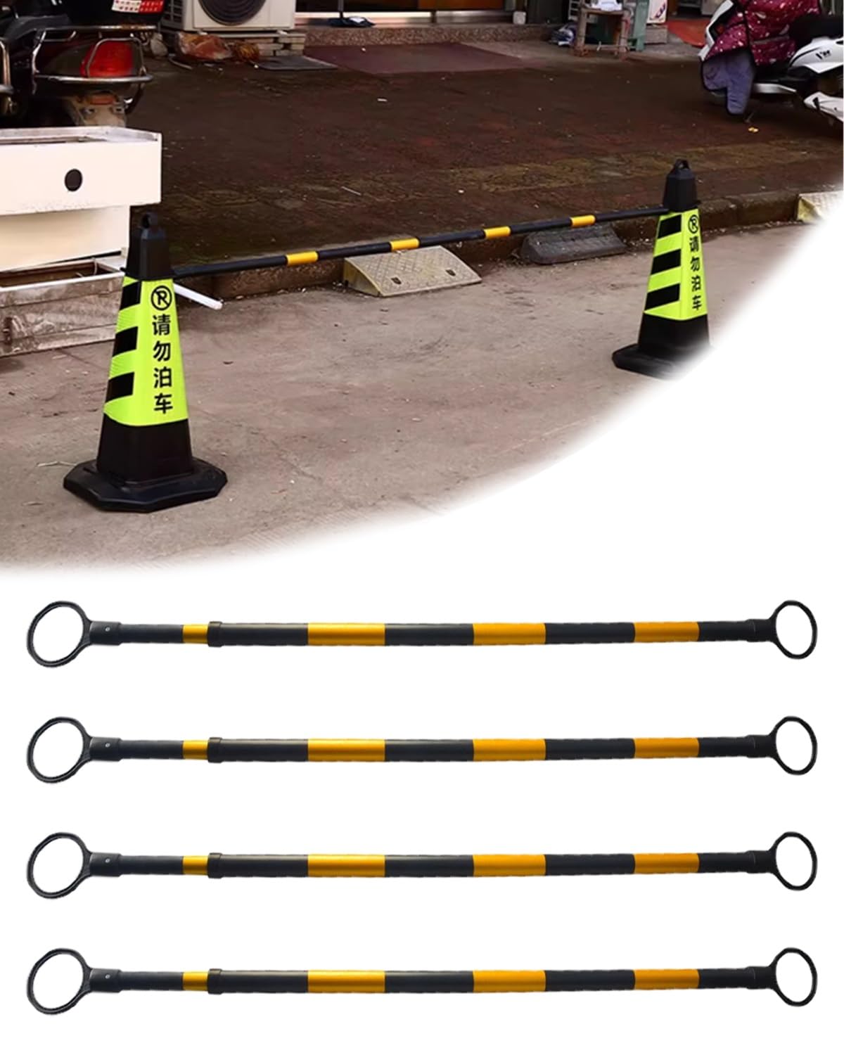 GDMDPTE Traffic Barricade Expandable Reflective Barrier Cone Bar Connectors for Parking Road Construction, Temporary Use