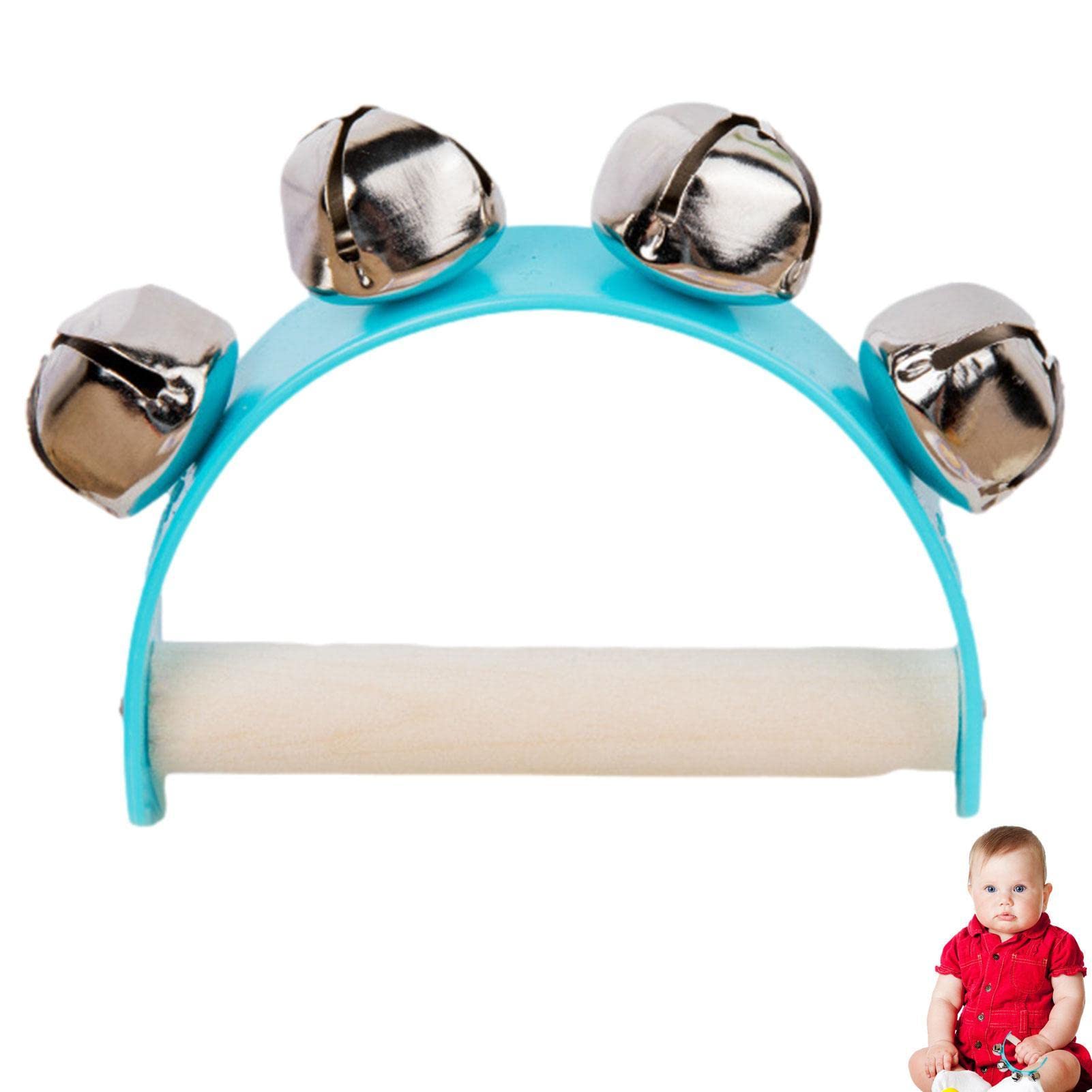 ZHOUHONG Baby Hand Jingle Bells Semicircular Rattles with Wooden Handle, Early Learning Musical Toy