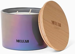 Meleah Cozy Nights Scented Candle for Home and Spa, Natural Soy Wax Candles Scented with Jasmine, Bergamot, Musk and Citrus in Decorative Glass Jars, Warm, Comforting Scent (138x138x167mm)