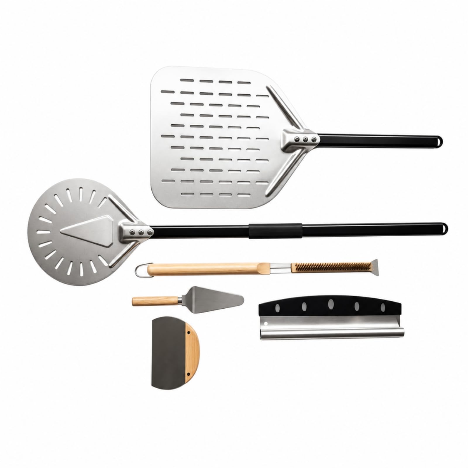 predolo 6 Pezzi Accessori Pizza Manico Lungo Utensili Alta Temperatura per Pizzaioli, Pizzeria