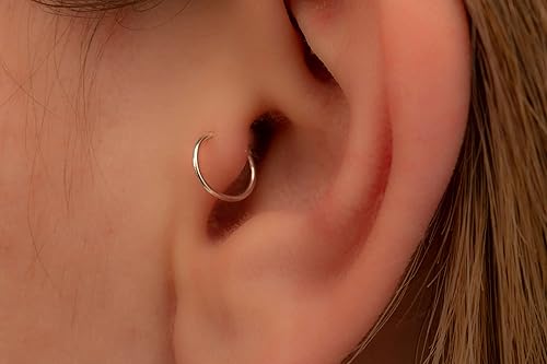 Miniatura 33 de Gold Hoop Earrings Silver Hoop Earrings - Hoop Earrings For Women Two Pcs Of Thin Gold Filled Sterling Silver Hoops, Helix Hoop, Tragus Ring