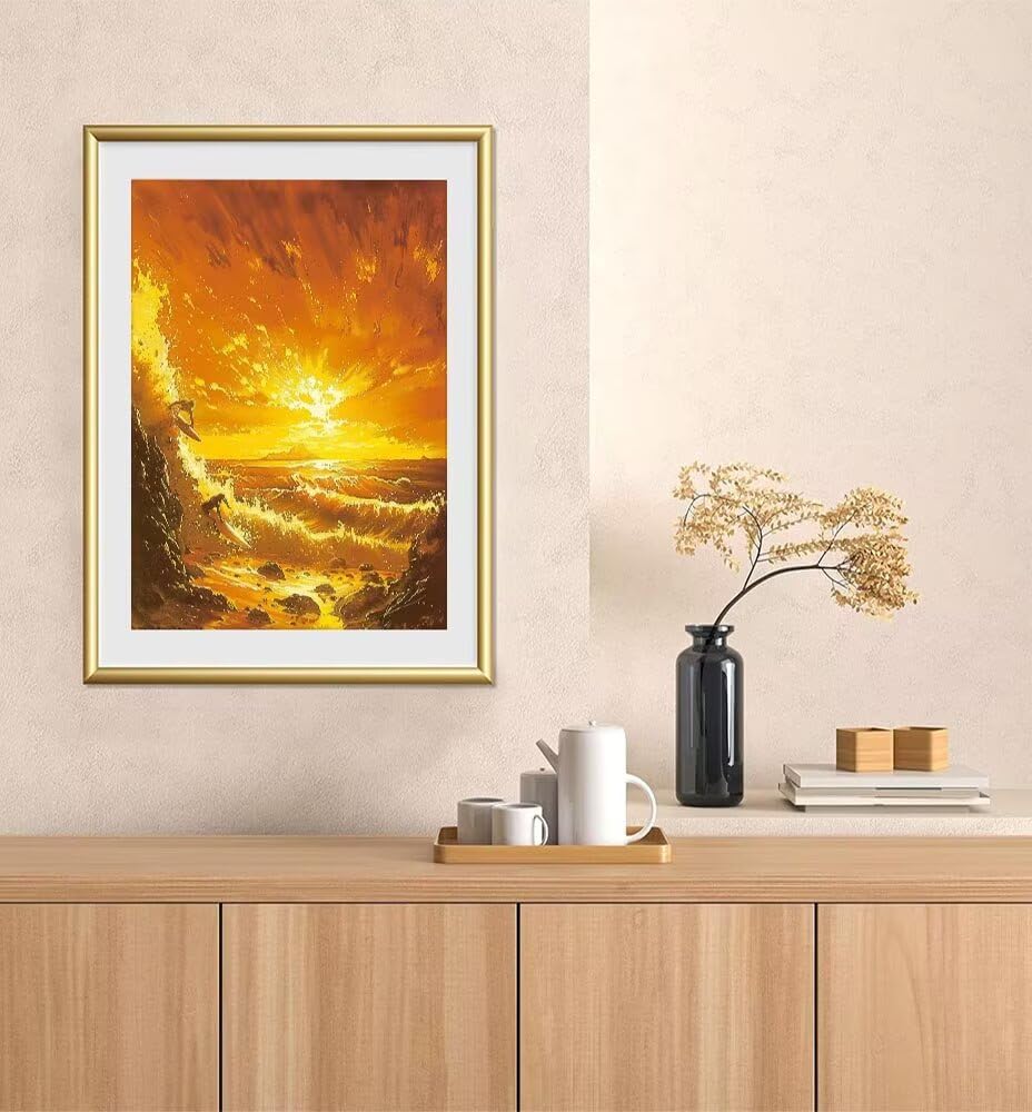 Malowanie według liczb, dla dorosłych, ocean, zachód słońca, zestaw "zrób to sam" dla dorosłych - malowanie po numerach, bez fałd, płótno z pędzlami, pigment akrylowy 100 x 135 cm, model YEYUMEOZ6-2