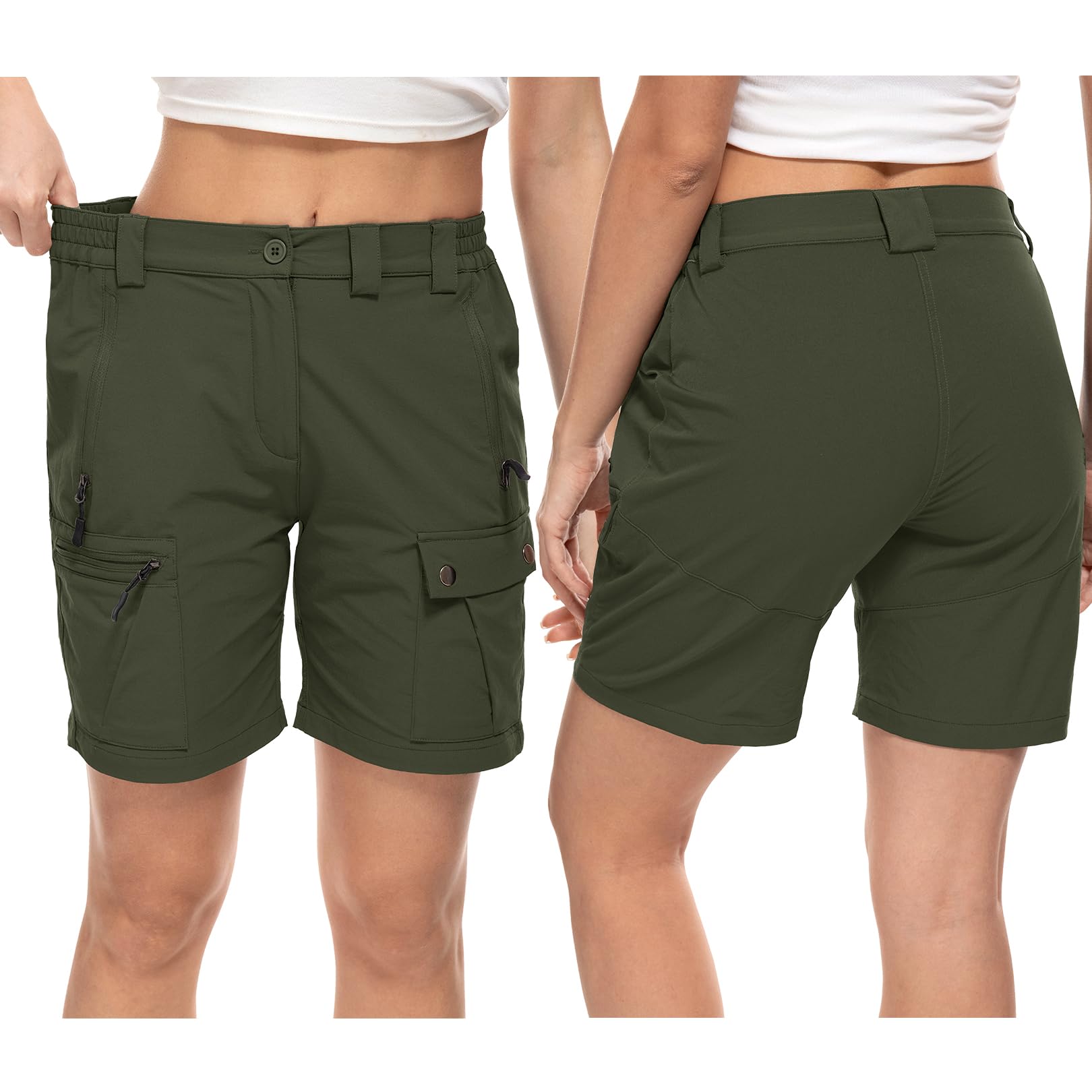 Pantaloncini Donna Cargo Corti Estate Vita Elastica Leggeri Asciugatura Rapida Pantaloni da Trekking con 4 Tasche