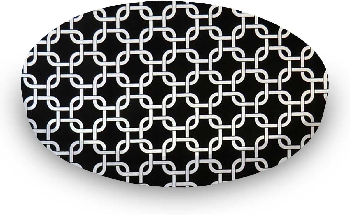 SheetWorld Baby Fitted Oval Crib Sheet Fits Stokke Mini, 100% Cotton Woven Sheet, Unisex Boy Girl, 23 x 29 inches, Black Links, Made in USA