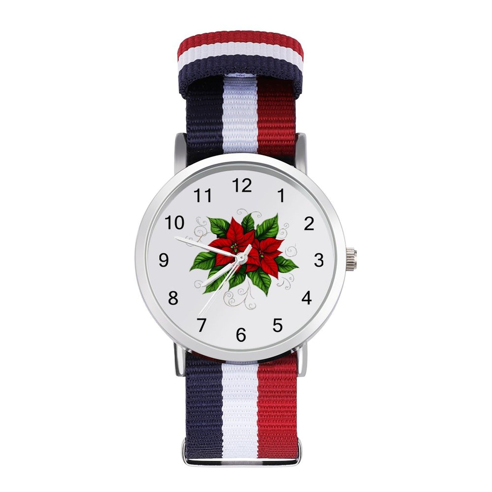 Poinsettias Christmas Flowers Funny Wrist Watches for Men Women Fashion Graphic Watch for Work Workout