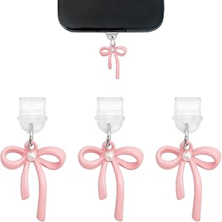 3Pcs Chic Dust Plug Charm Set – Coquette Style with Bows, Florals & Fruits for Type-C Devices