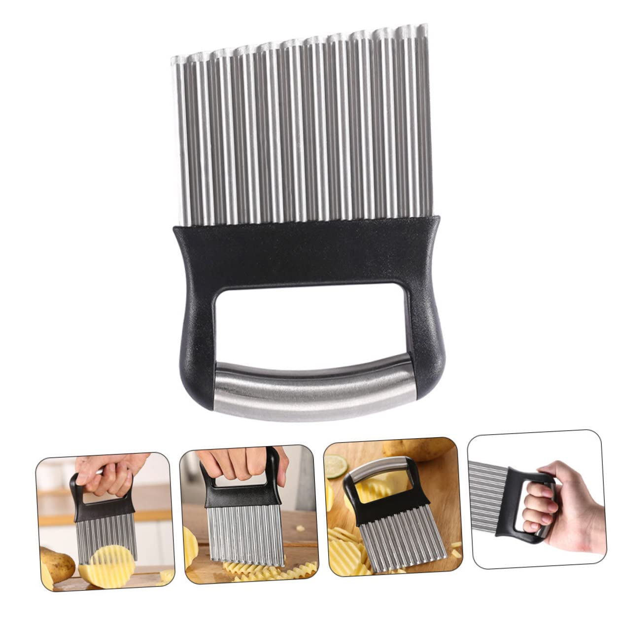 Tagliapatate Ondulato In Acciaio Inox - Affettatrice Per Patate, Verdure E Chips - Foto 3