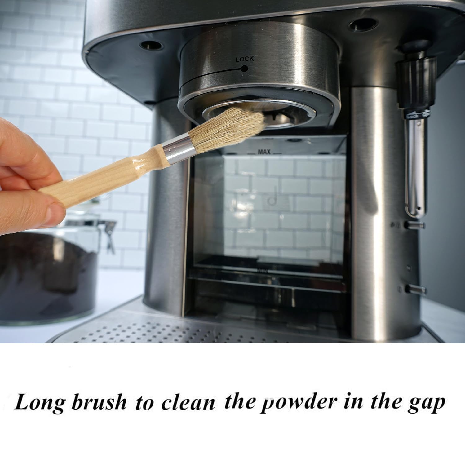 2 Brosses Barista Pour Machine à Café - Nettoyage Efficace Des Résidus De Café, Durable, Poils En Soie De Porc, Manche En Bois Ergonomique