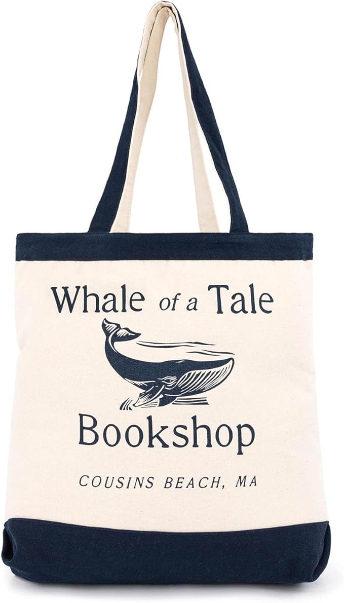 Jay Franco The Summer I Turned Pretty Whale of a Tale Cousins ビーチ トートバッグ - キャンバス ショルダー ハンドバッグ サイズ 40.6 x 35.6 cm ダブルストラップ、ネイビー, ネイビー - Summer I Turned Pretty, 16 x 14 inches