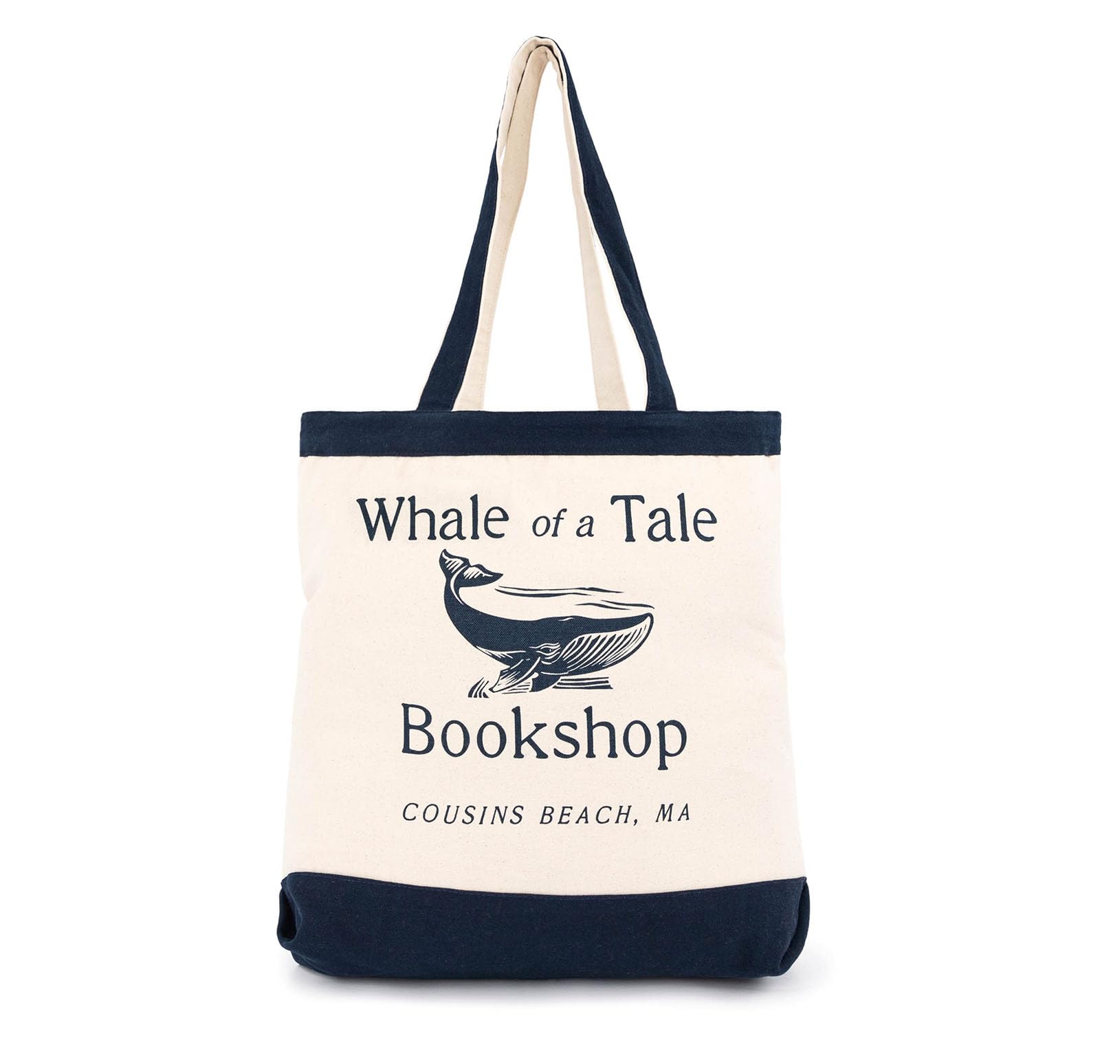 Jay Franco The Summer I Turned Pretty Whale of a Tale Cousins Beach Tote Bag - Canvas Shoulder Handbag Measures 16 x 14 inches Double Straps, Navy